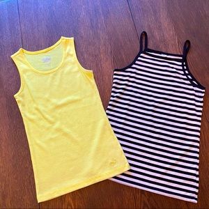 Bundle of 2 Girls Justice Ribbed & Beautees Striped Tank Tops/Camis Lot Size 12